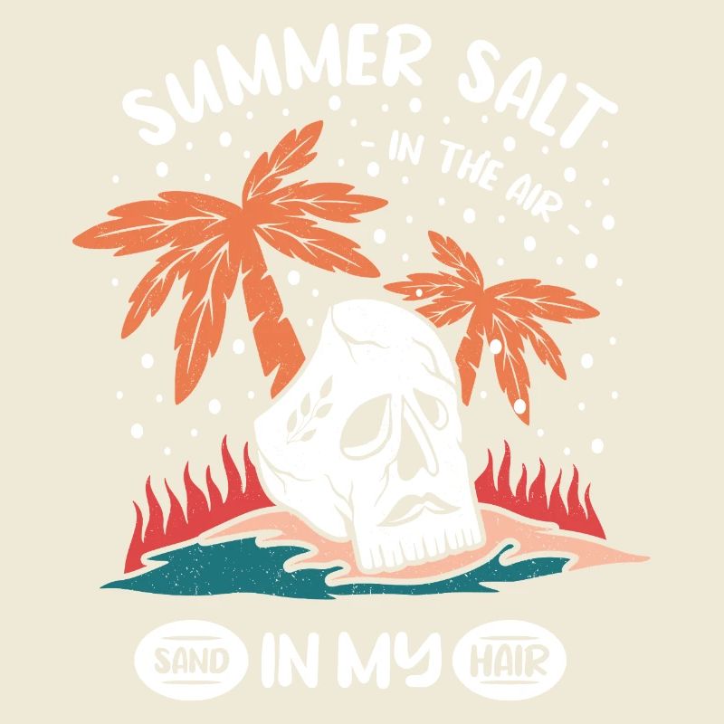Summery skull design with palm trees