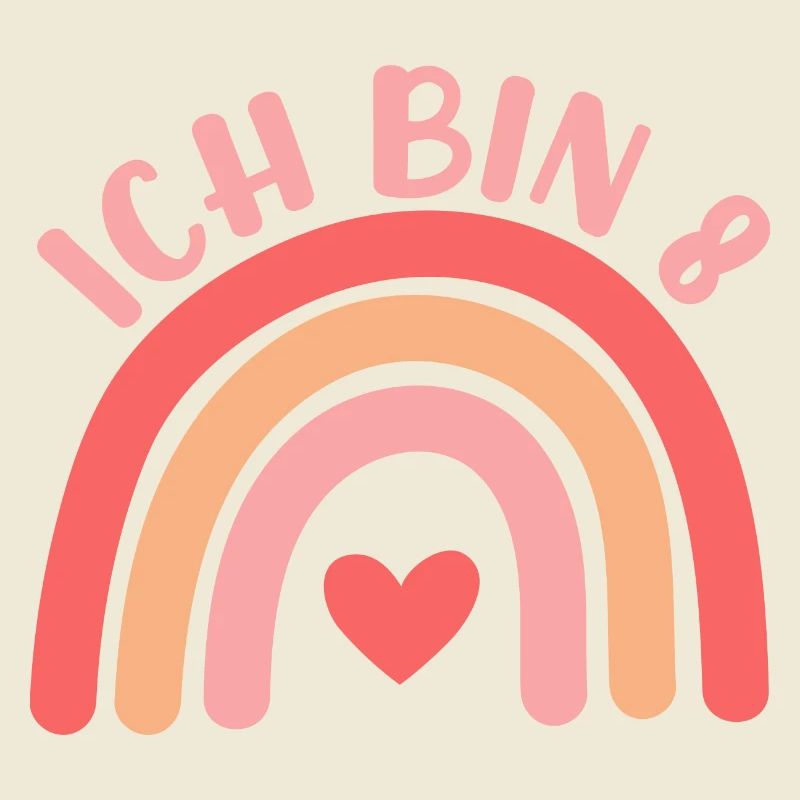 Ich bin 8 niedliche Regenbogen Design Junge Mädche