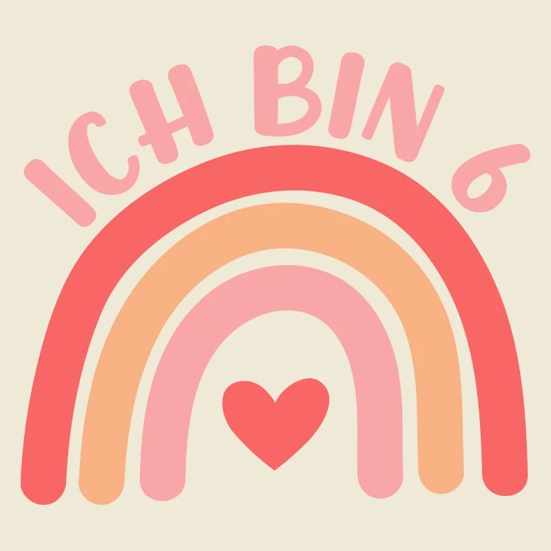Ich bin 6 niedliche Regenbogen Design Junge Mädche