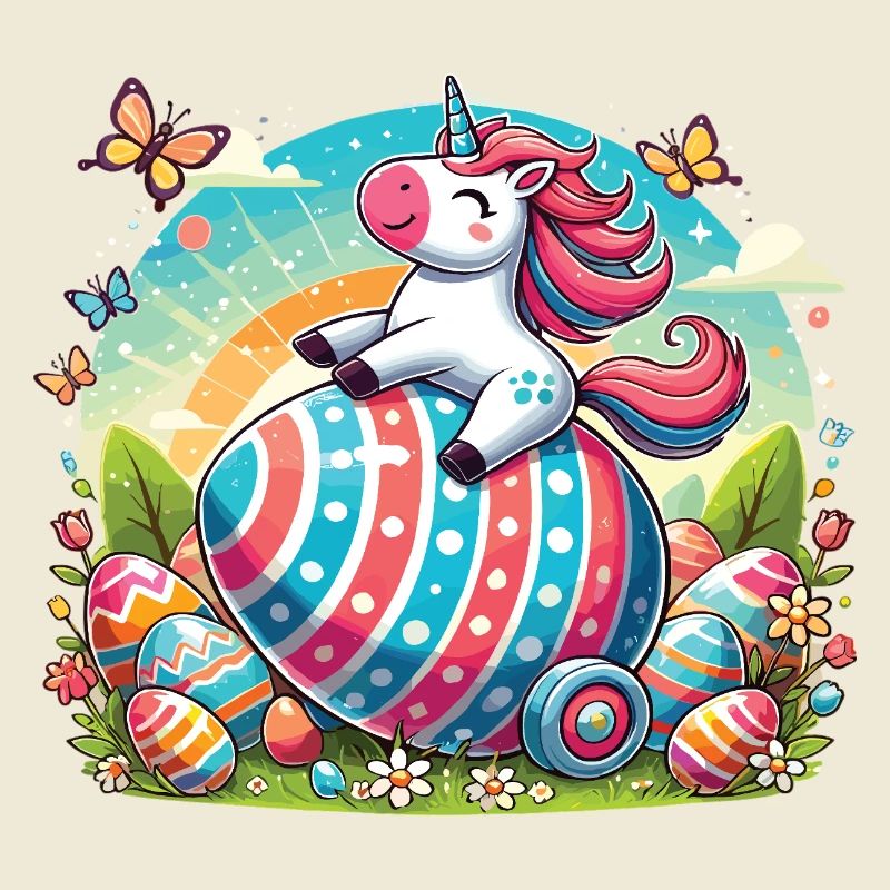 Licorne de Pâques - Conception d’œuf de Pâques coloré