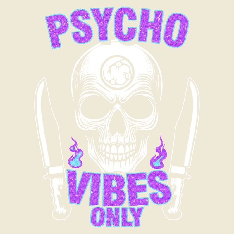 Psycho Vibes Only Skull Design Bold Purple & Black