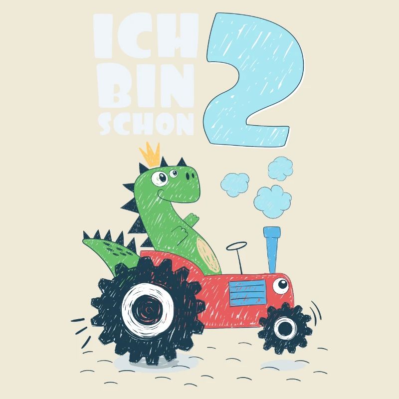 2 Jahre 2. Geburtstag Traktor Dinosaurier Trecker