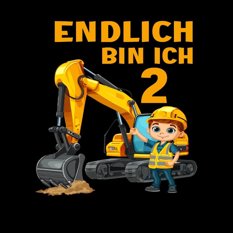 2 Geburtstag Baggerfahrer Bagger Bauarbeiter