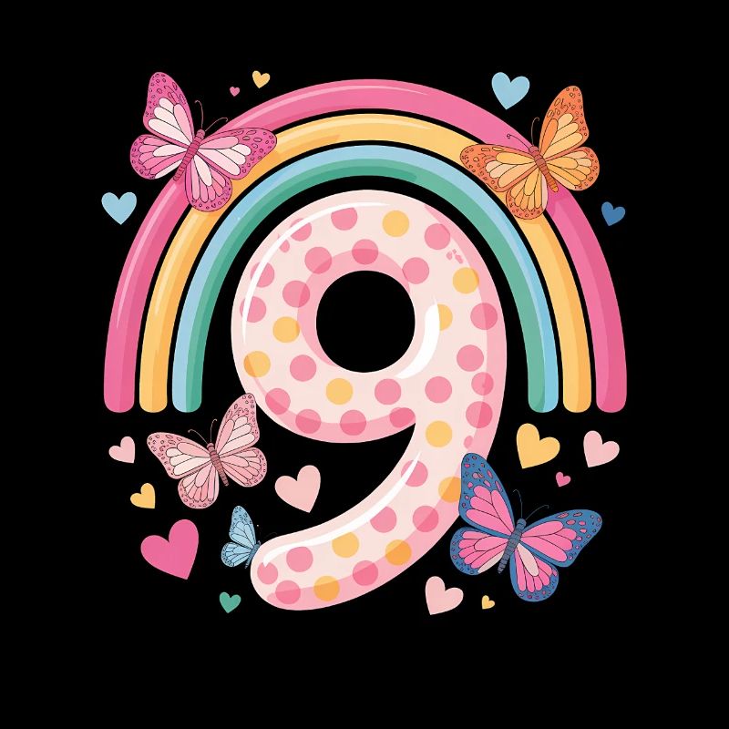 Regenbogen Schmetterling 9. Geburtstag Mädchen