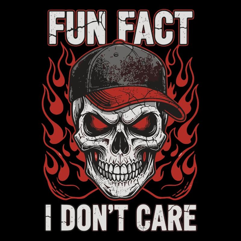 Skull with baseball cap and fire design