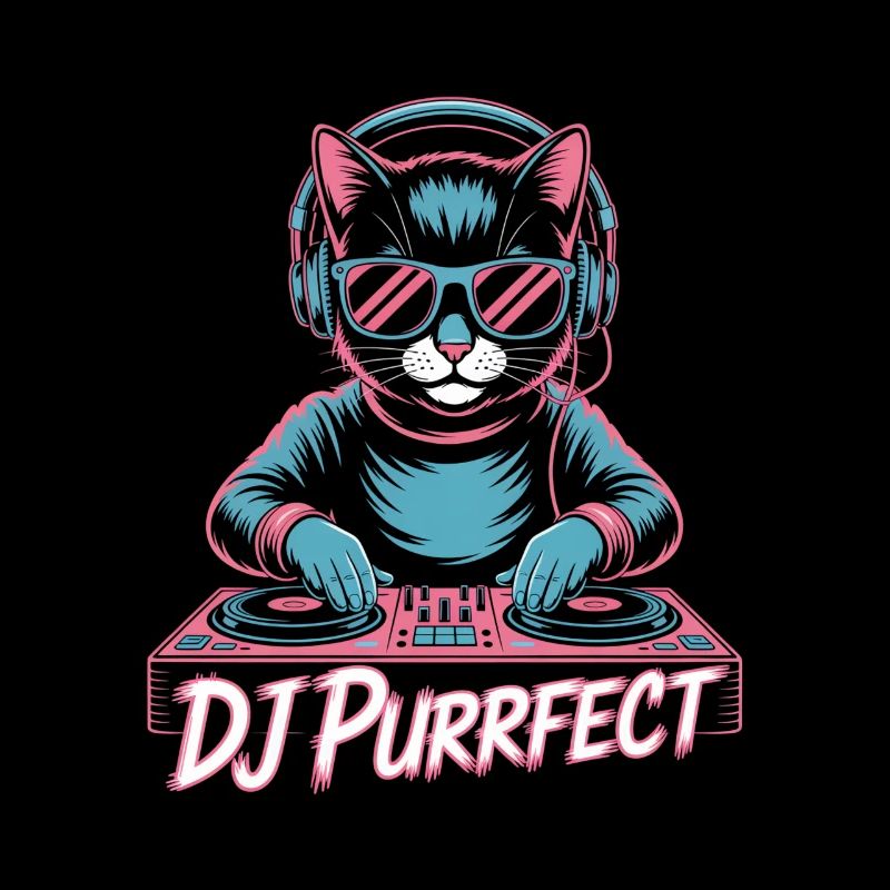 DJ Purrfect Katze Mit Kopfhörern Am Pult