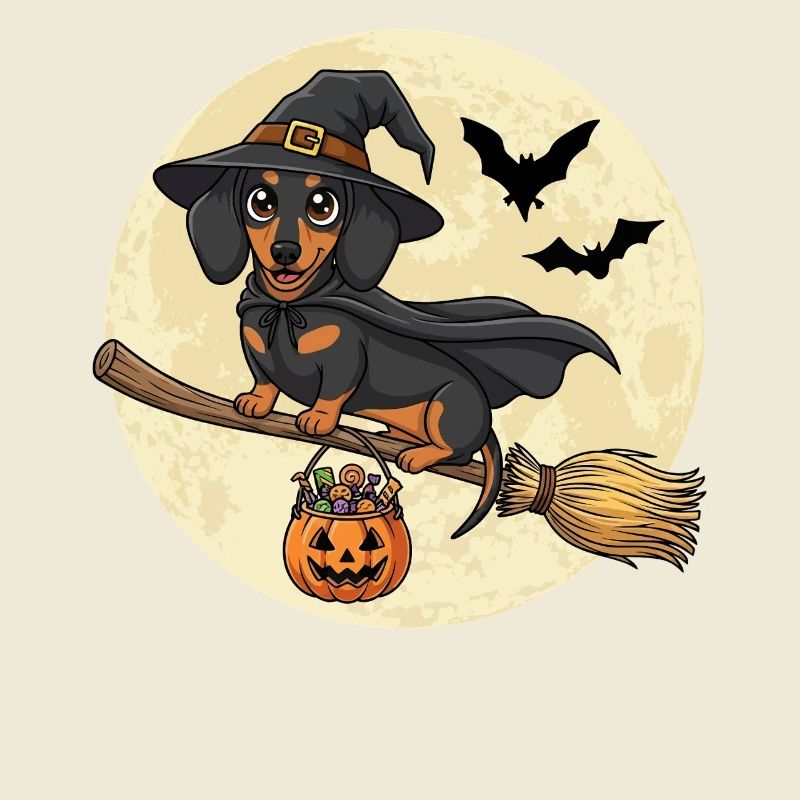 Teckel mignon sorcière Halloween