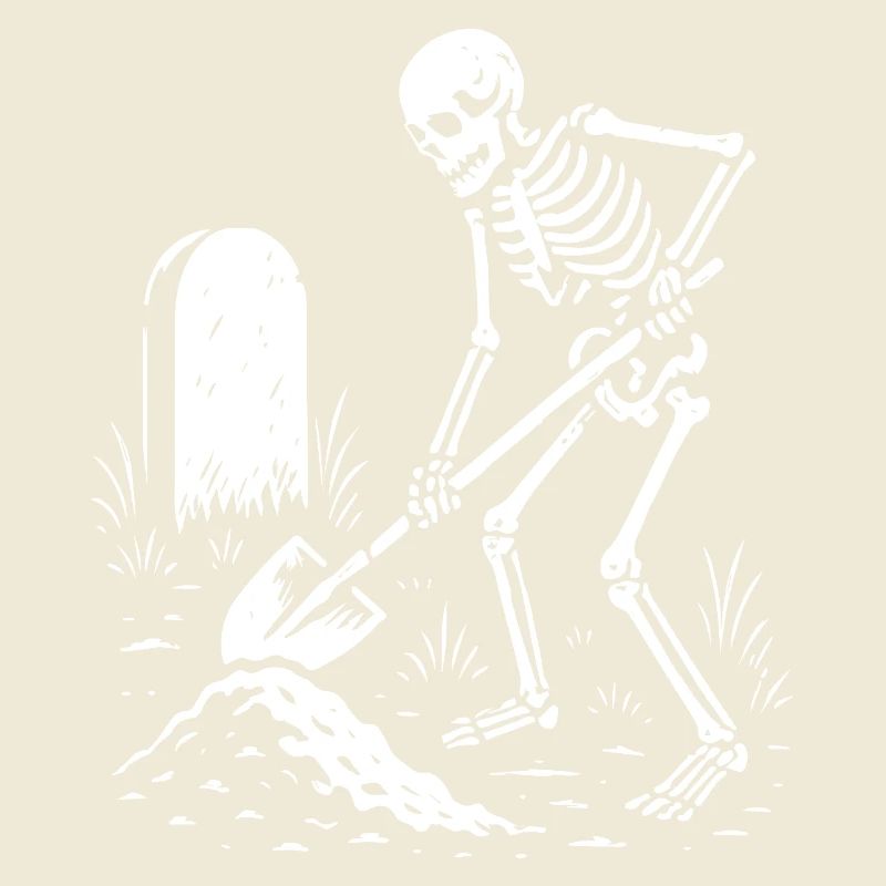 Skeleton Digging in Graveyard