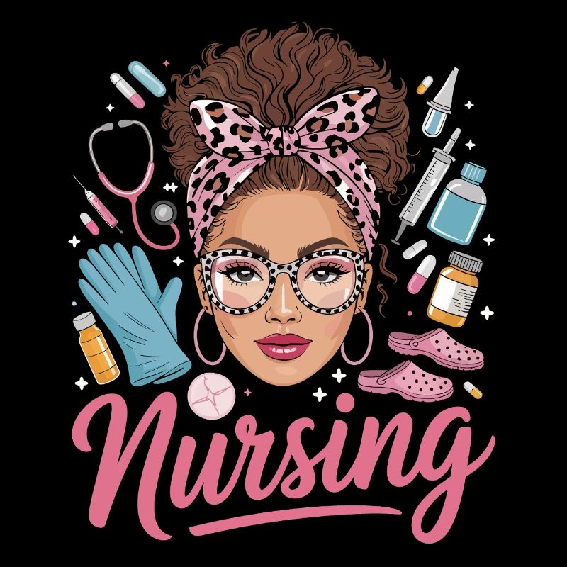 Nurse in retro pink style