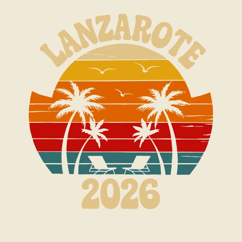 Lanzarote 2026 Sunset Palm Tree Design