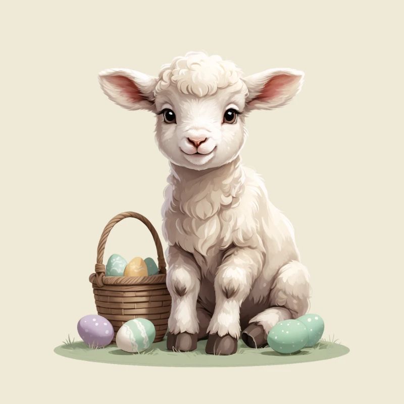 Pastell Lamm mit Ostereiern
