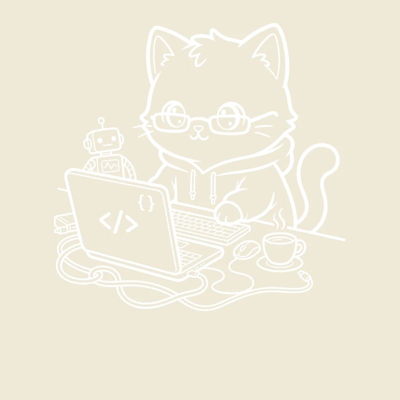 Coder Kawaii Cat Programmer