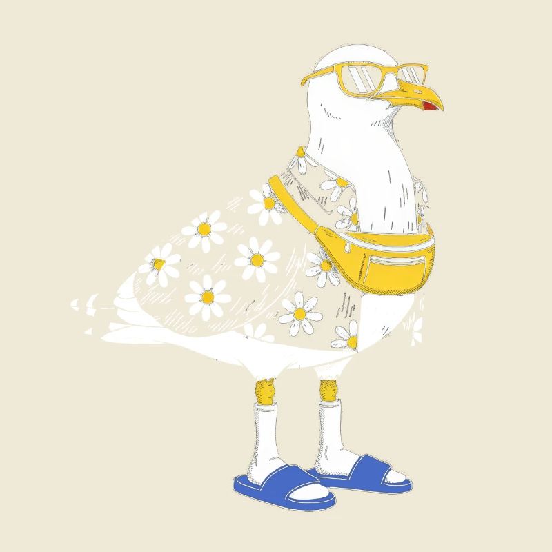 Gänseblümchen-Seemöwe im Sommerlook