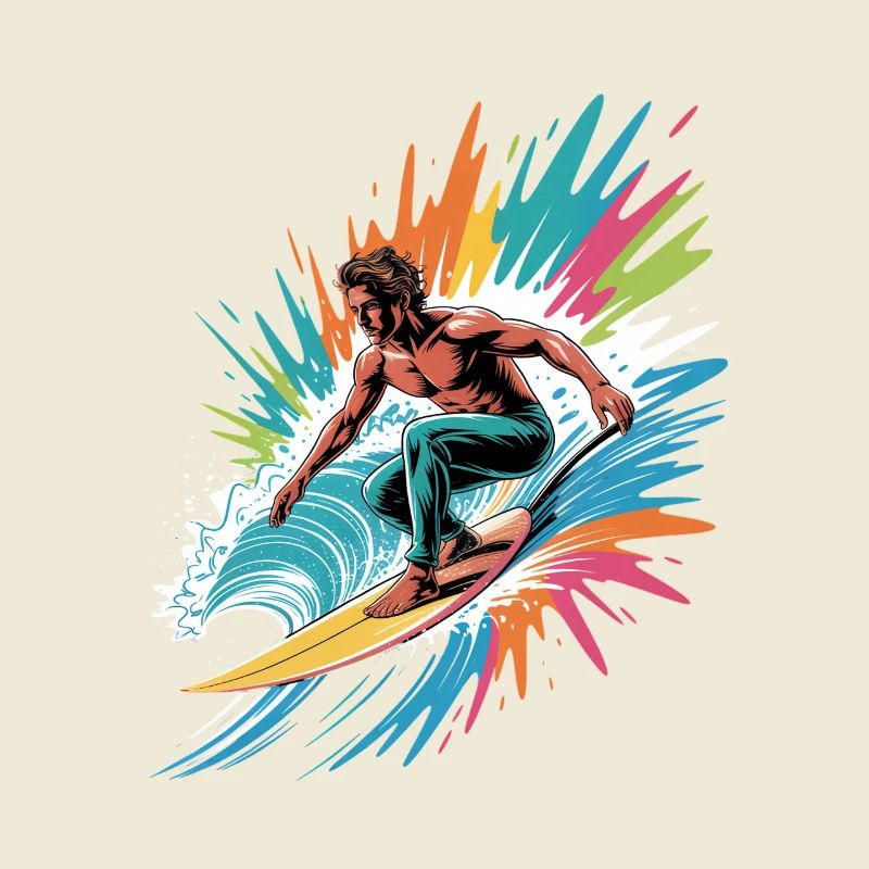 Bunter Surfer Wasserfarben Spritzer Graffiti