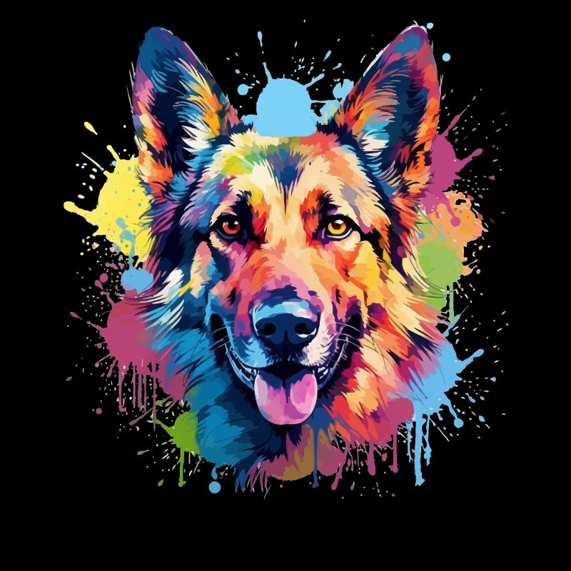 Hund Deutscher Schäferhund Bunte Spritzkunst