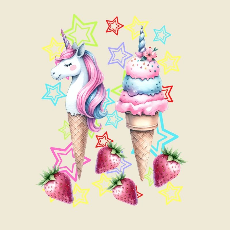 80er Eis Eiskrem Eiscrem Teenie Mädchen Einhorn
