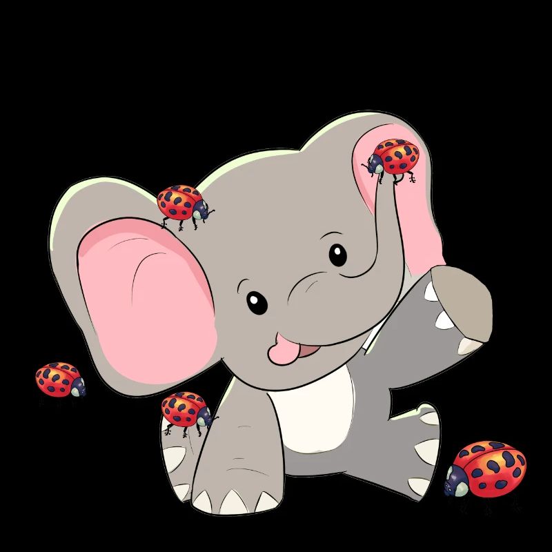 Wild Animals Elephants Baby Ladybug Happiness