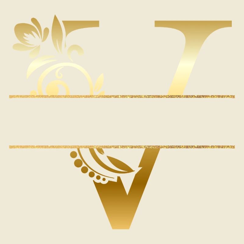 Personalisierter goldener Blumenbuchstabe V - Geschenkidee