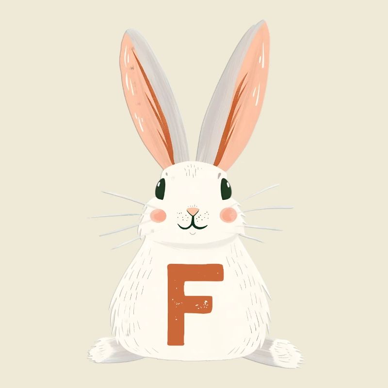 F Letter - Bunny - Customizable