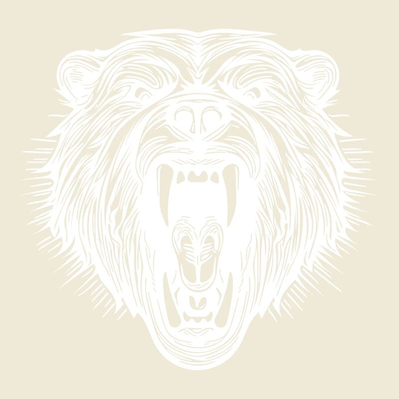 Angry bear's head with sharp teeth