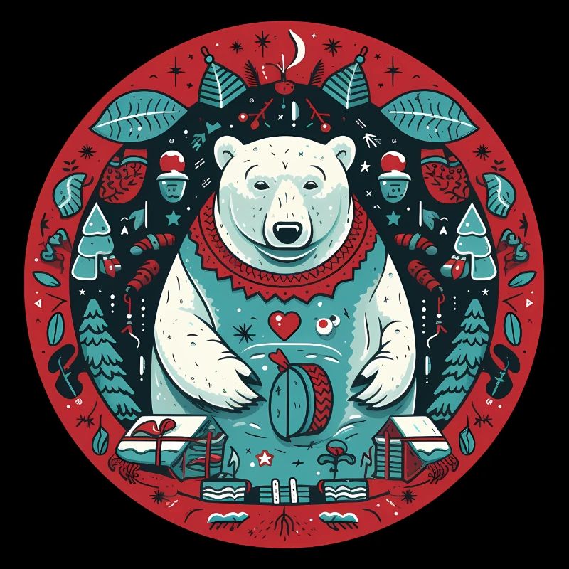 Ours polaire avec des éléments de Noël, ours d’amour