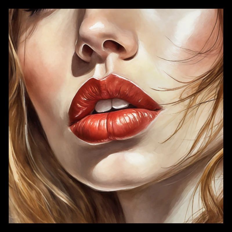 belles lèvres féminines rouge à lèvres noir dessin comique