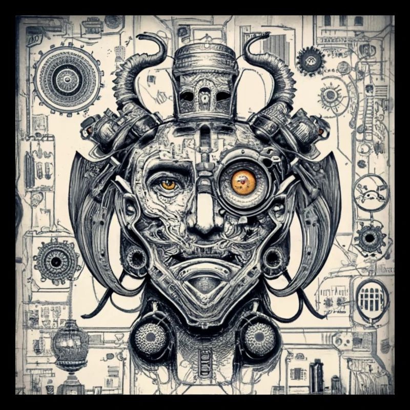 Cyborg im Dämonenstil, Steampunk, Cyberpunk