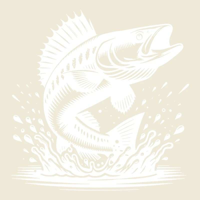 Springender Zander aus dem Wasser Splash