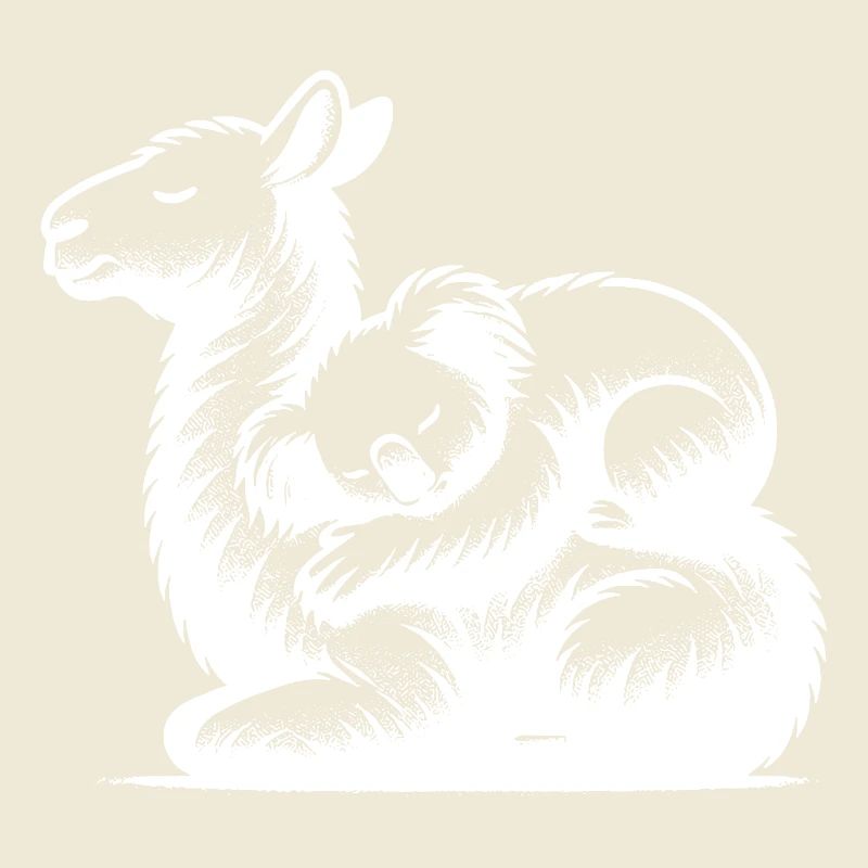 Sleeping koala on a cute llama