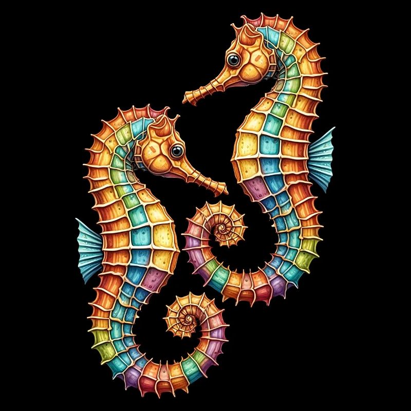 Zwei hübsche dekorative Seepferdchen