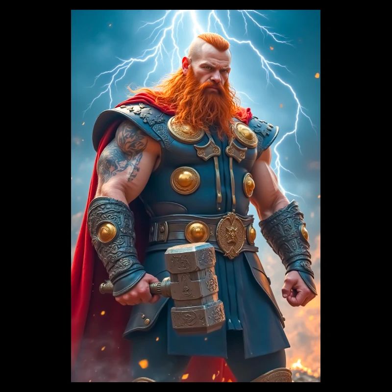 Thor Donnernder nordischer Gott mächtiger Hammer Mjölni