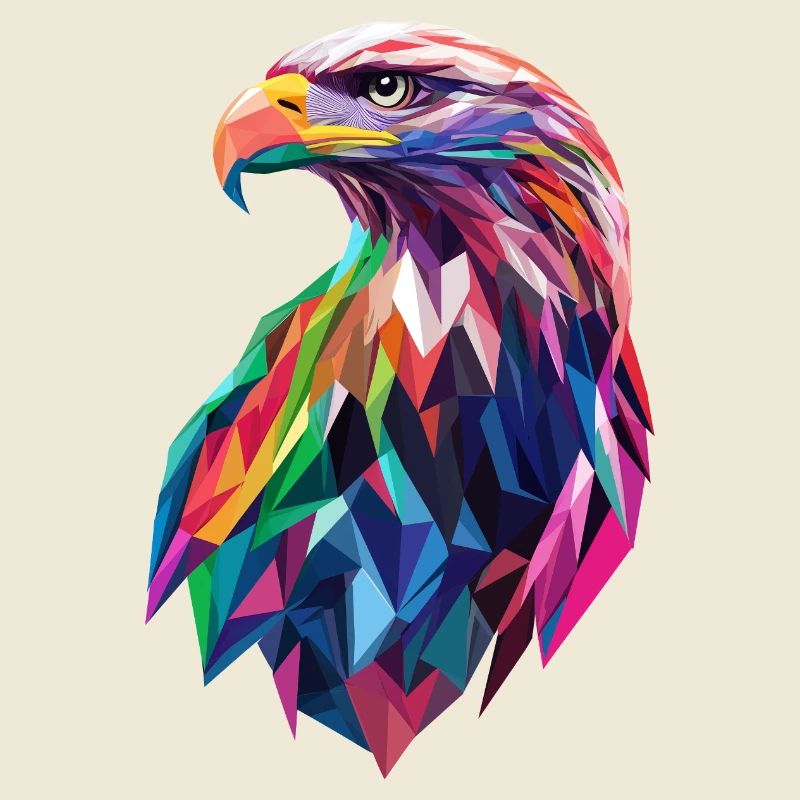 tête d’aigle Low Poly Art Logo Design Coloré
