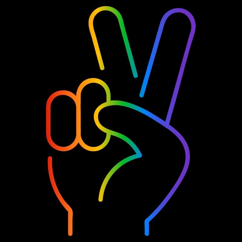 Peace-Zeichen 2 Finger Regenbogen