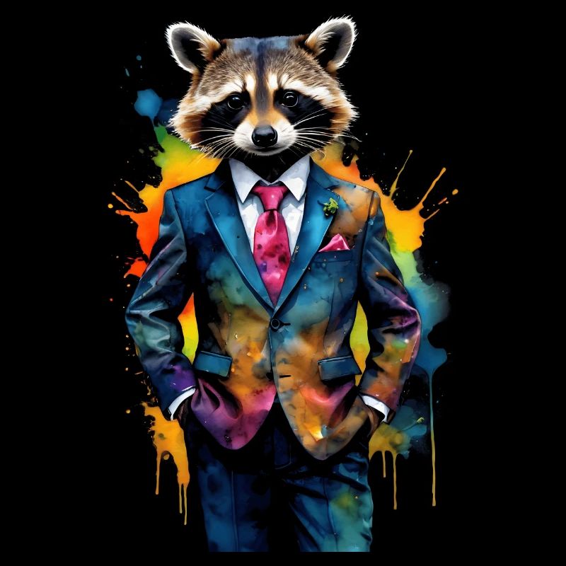 Costume de raton laveur Imprimé de conception animale colorée