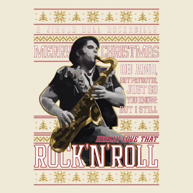 Eddie Rockabilly Saxophon Hässlicher Weihnachtspullover