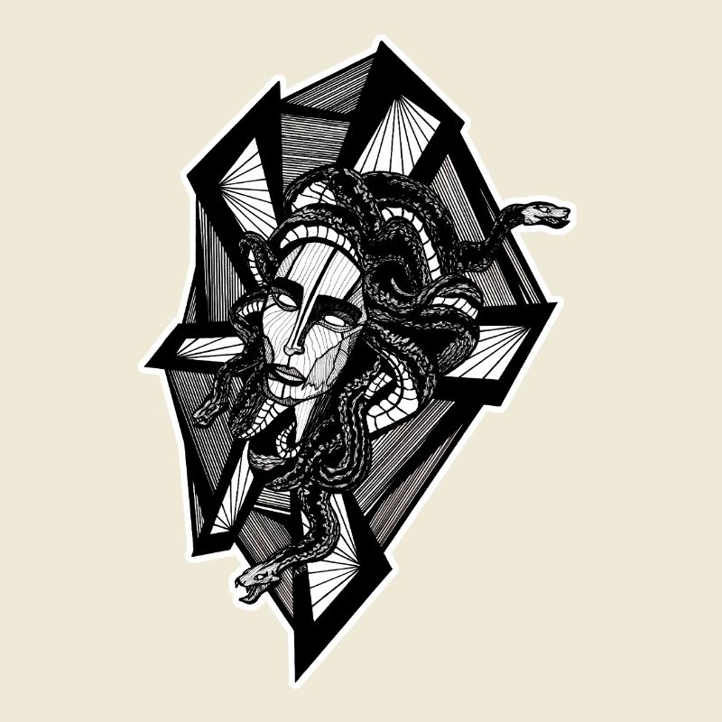 Design  Gorgone noir et blanc n°9 