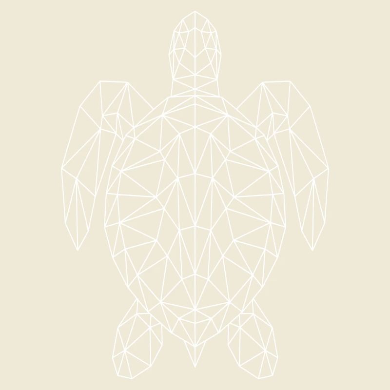 Geometric Sea Turtle White Silhouette