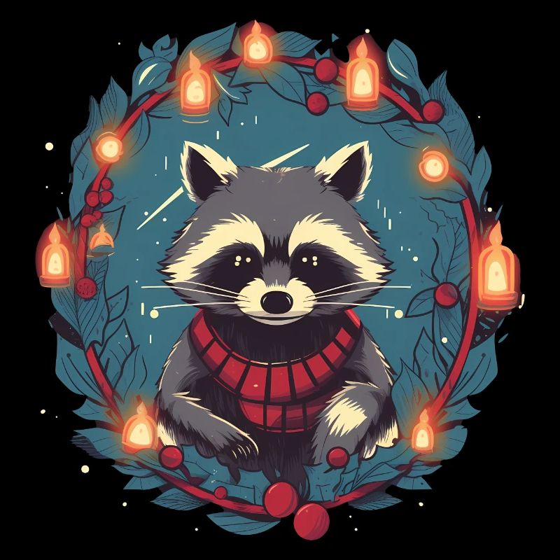 Racoon avec des ratons laveurs Xmas Elements