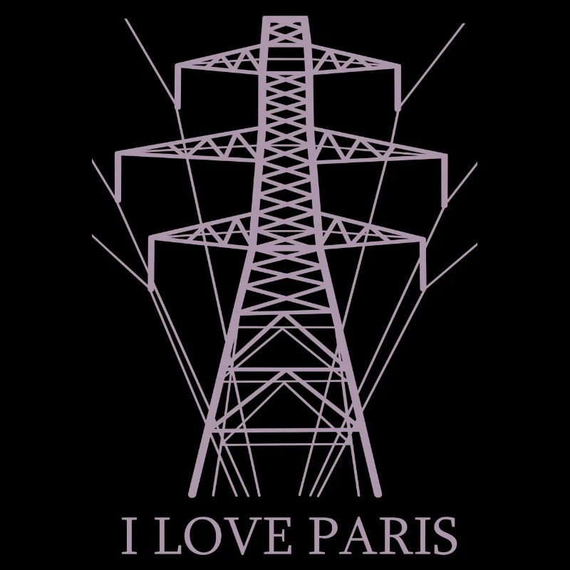 Ironisch Ich liebe Paris Eiffelturm als Strommast