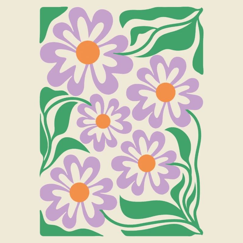 Purple Floral Pattern Boho Flora