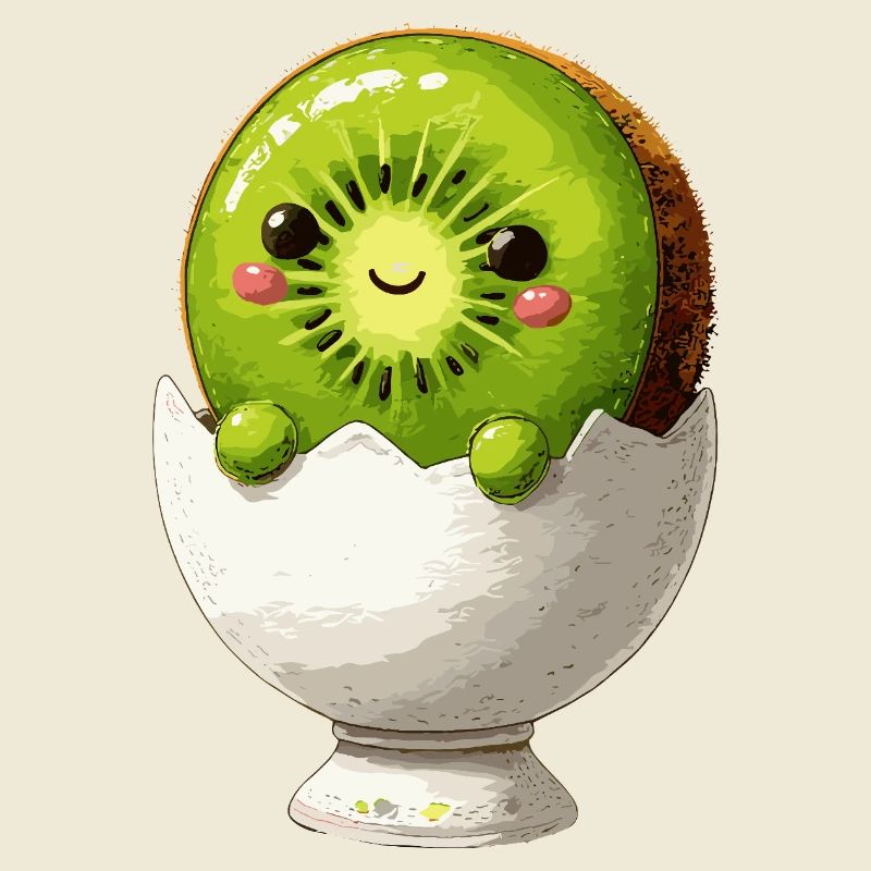 Kiwifruit in eggshell smile