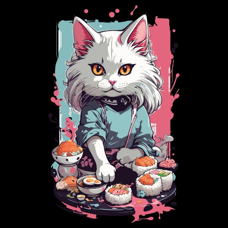 Cat Sushi Master Pastel Lover Design