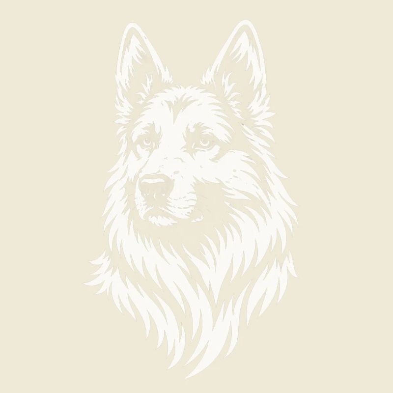 German Shepherd Head in Vector Tattoo Style