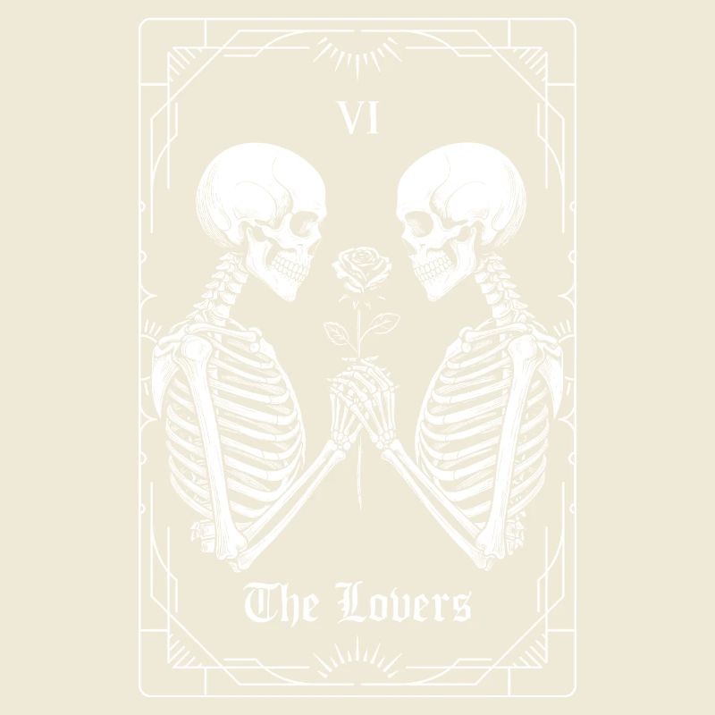 The Lovers — Spooky Tarot Skeleton Goth