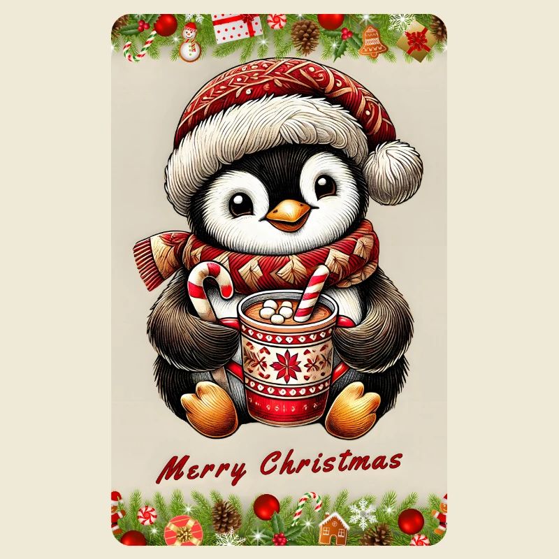Pingouin de Noël au chocolat chaud