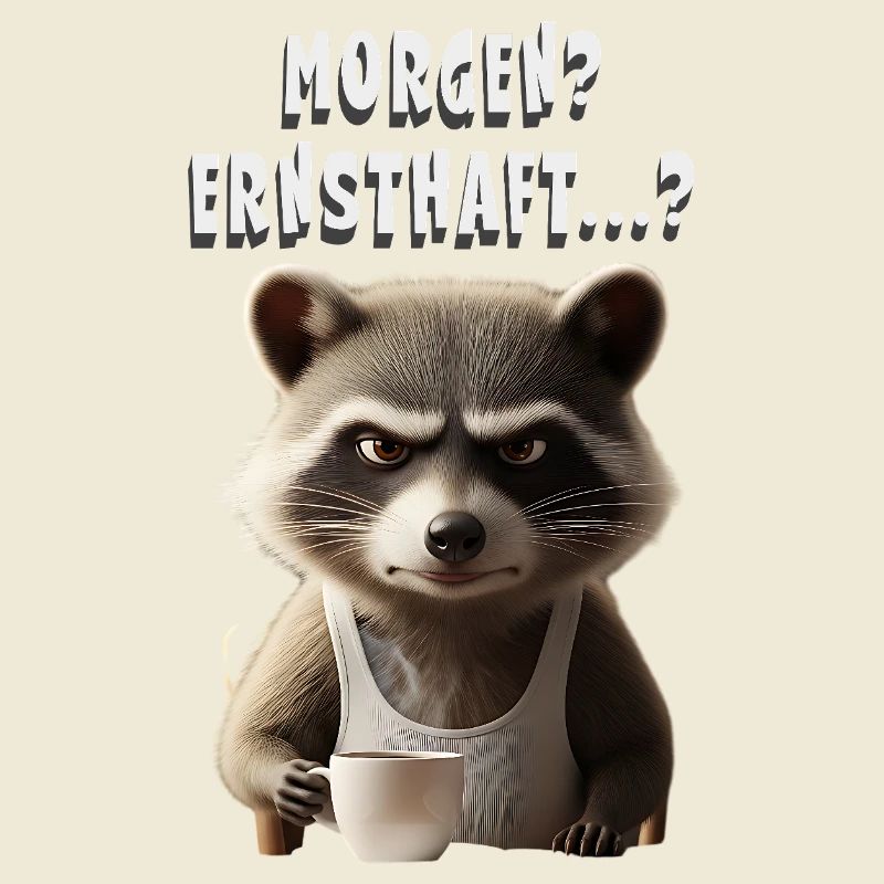 Mürrischer Waschbär Mit Kaffee Spruch Morgenmuffel