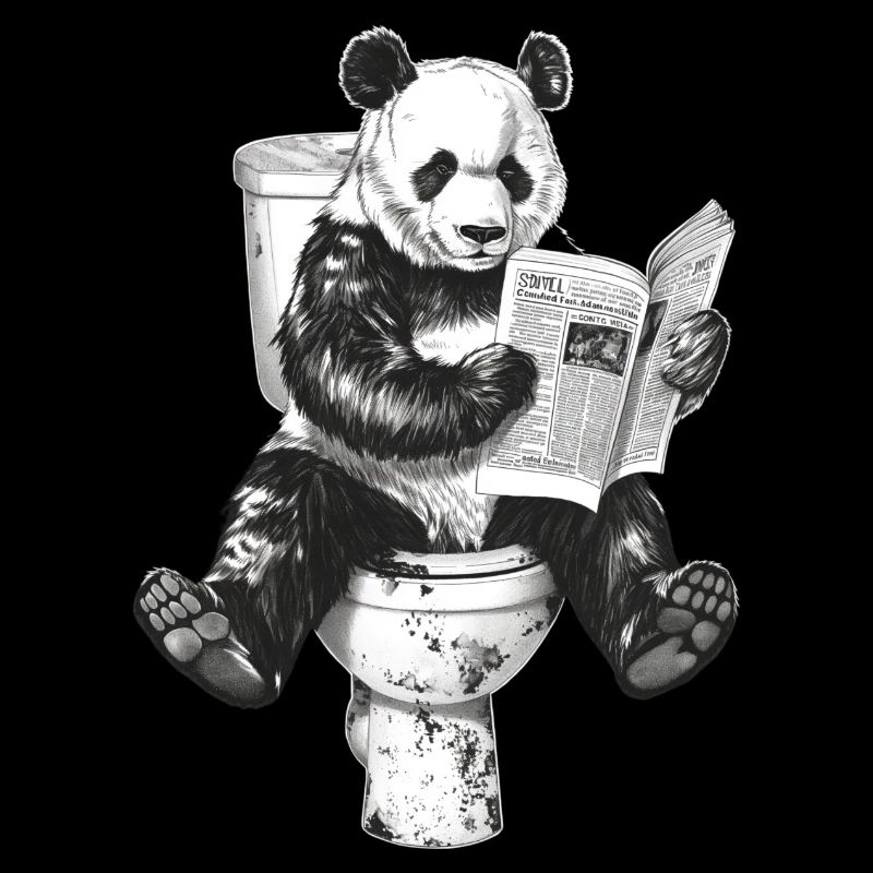 Panda sur les toilettes