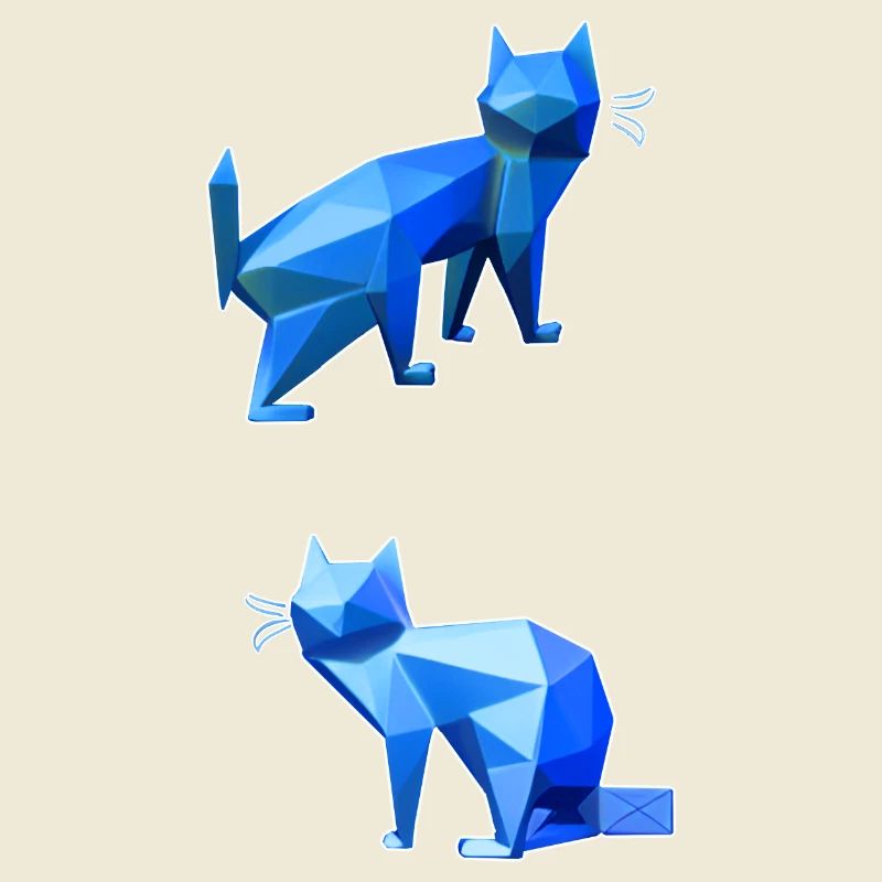 Duo Chat Polygone Bleu