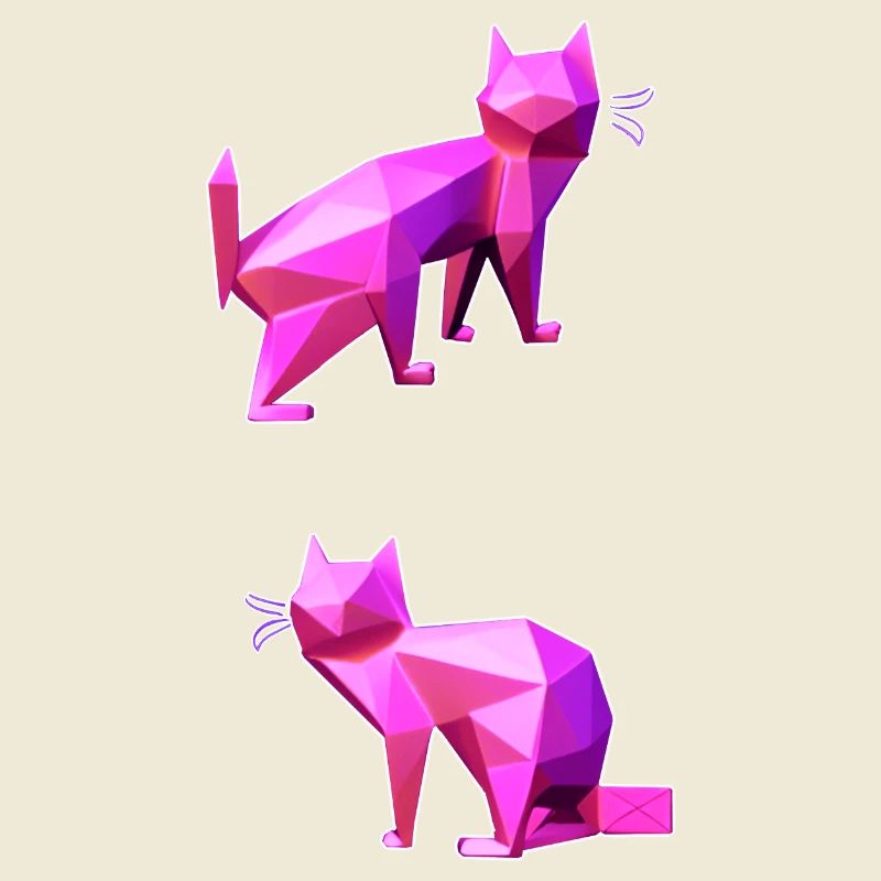 Pink Poly Cats Duo