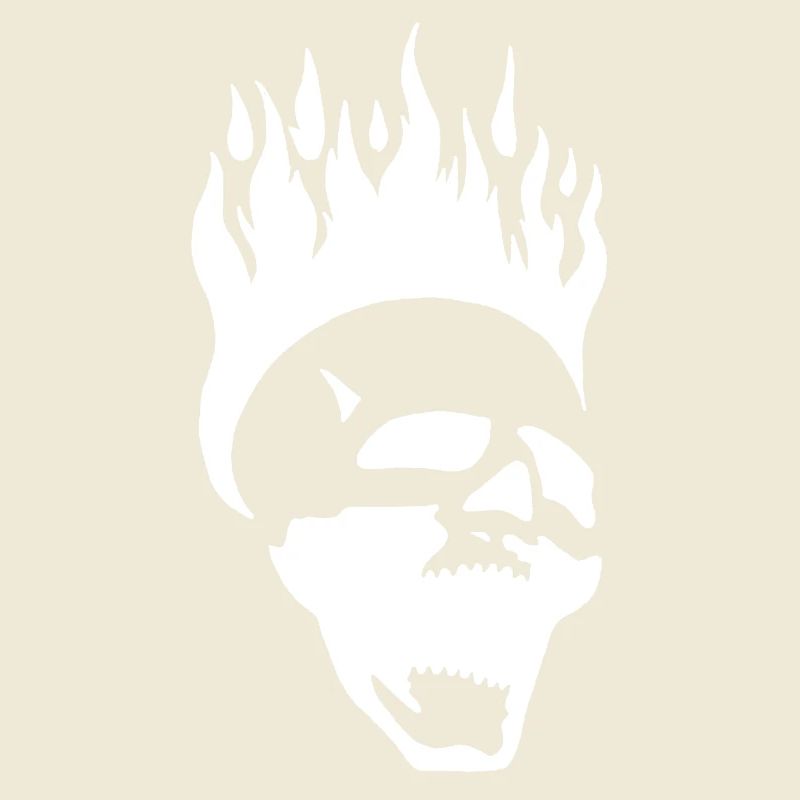 Flaming screaming skull (white)